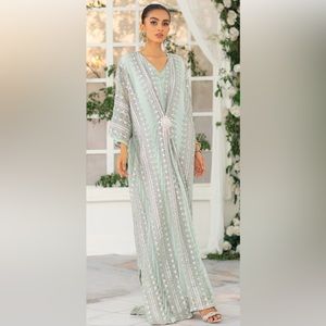 NWT Pakistani Party Wear Threads and Motifs Chiffon Kaftan